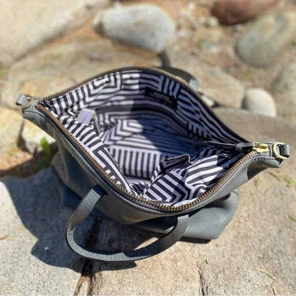 Kate Spade Freeform Satchel Saturday Grey Leather Crossbody Purse 15”x8.5” Bag - Picture 8 of 12